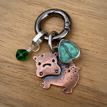 Load image into Gallery viewer, Fiona the Hippo Copper &amp; Glass Charm
