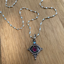 Load image into Gallery viewer, Pink Tourmaline &amp; Synthetic Opal Eye Necklace / 16”