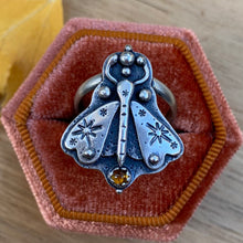 Load image into Gallery viewer, Citrine Layered Moth Statement Ring / Size 7.25