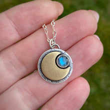 Load image into Gallery viewer, Mini Moon Necklace - Labradorite / 18” / Made to Order