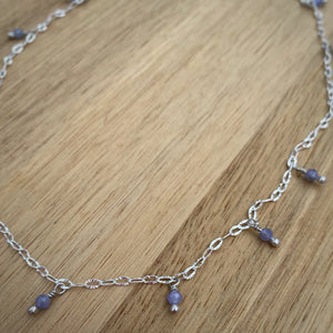 Tanzanite Beaded Choker Necklace / 15”-16.5”