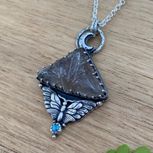 Load image into Gallery viewer, Rutile Quartz &amp; Labradorite Moth Necklace / 20”