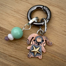 Load image into Gallery viewer, Johnny the Pup Copper &amp; Peach Moonstone Charm