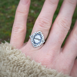 “Resist” Ornate Frame Ring / Size 7.5