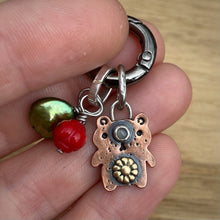 Load image into Gallery viewer, Louise the Bear Copper &amp; Peach Moonstone Charm