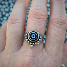 Load image into Gallery viewer, Evil Eye Millefiori Glass Ring / Size 8.75