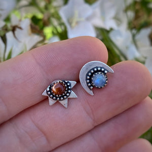 Sun & Moon Studs / Made to Order