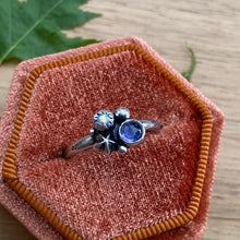 Load image into Gallery viewer, Tanzanite &amp; Synthetic Opal Starry Ring / Size 6.75