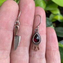 Load image into Gallery viewer, Garnet Drippy + Knife Dangle Earrings {B}