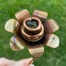 Load image into Gallery viewer, Copper, Brass, &amp; Glass Flower Pick / Black Speckles