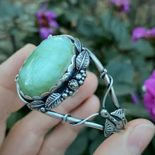 Load image into Gallery viewer, Chrysoprase &amp; Pyrite Moth &amp; Leaf Statement Cuff