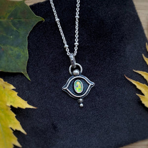 Synthetic Opal Evil Eye Necklace / 16”