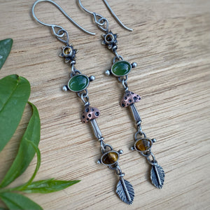 Citrine, Green Serpentine, & Tiger’s Eye Forest Nymph Earrings