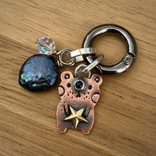 Load image into Gallery viewer, Lester the Bear Copper &amp; Black Onyx Charm