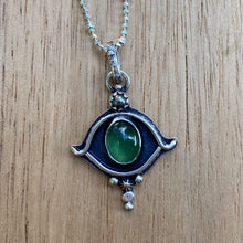 Load image into Gallery viewer, Green Serpentine &amp; Pyrite Eye Necklace / 18”