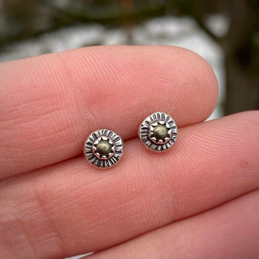 Pyrite Pebble Stud Earrings