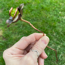 Load image into Gallery viewer, Copper, Brass, &amp; Glass Flower Pick / Yellow Speckles
