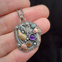 Load image into Gallery viewer, Amethyst, Sunstone, &amp; Amazonite Forager Pendant Necklace / 18”
