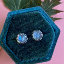 Load image into Gallery viewer, Rose Cut Rainbow Moonstone Studs / Made to Order