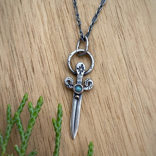Labradorite Sword Necklace / 20”
