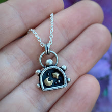 Load image into Gallery viewer, Moon &amp; Star Lantern Shadowbox Necklace / 19”