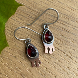 Garnet Drippy Dangle Earrings {A}