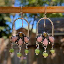 Load image into Gallery viewer, Pink Opal &amp; Ethiopian Opal Arch Flower Earrings