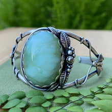 Load image into Gallery viewer, Chrysoprase &amp; Pyrite Moth &amp; Leaf Statement Cuff