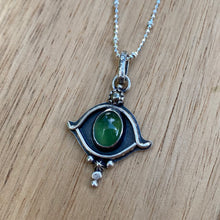 Load image into Gallery viewer, Green Serpentine &amp; Pyrite Eye Necklace / 18”