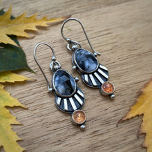 Load image into Gallery viewer, Dendritic Opal &amp; Sunstone Striped Earrings