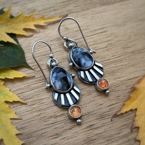 Dendritic Opal & Sunstone Striped Earrings