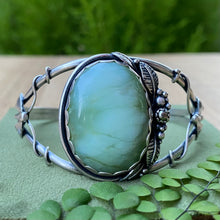 Load image into Gallery viewer, Chrysoprase &amp; Pyrite Moth &amp; Leaf Statement Cuff