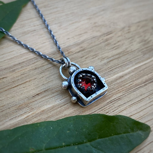 Garnet Lantern Shadowbox Necklace / 18”