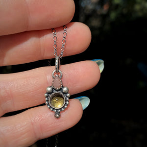 Pink Opal & Beer Quartz Pendant Necklace / 17”