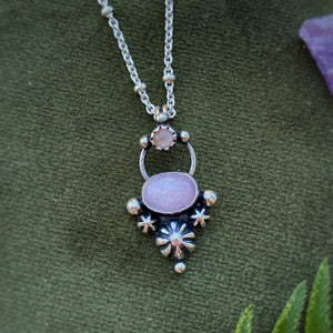 Kunzite & Peach Moonstone Dotty Necklace / 17”