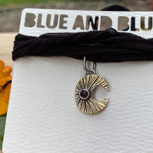 Load image into Gallery viewer, Garnet &amp; Brass Moon Silk Choker