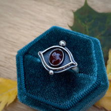 Load image into Gallery viewer, Garnet Evil Eye Ring / Size 6.5