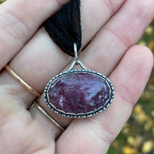 Load image into Gallery viewer, Lepidolite Reversible Pumpkin Choker Pendant