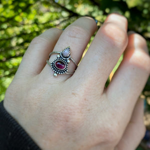 Pink Opal & Pink Tourmaline Statement Ring / Size 8.5 - 8.75