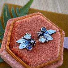 Load image into Gallery viewer, Fluorite &amp; Iolite Leafy Stud Earrings