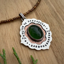 Load image into Gallery viewer, Green Serpentine Ornate Frame Necklace / 17”