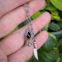 Load image into Gallery viewer, Garnet Drippy + Knife Necklace / 19”