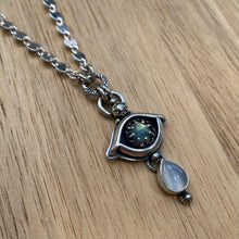 Load image into Gallery viewer, Labradorite, White Moonstone, &amp; Pyrite Eye Necklace / 20.5”