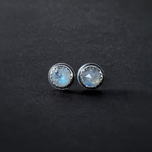 Load image into Gallery viewer, Rose Cut Rainbow Moonstone Studs / Made to Order