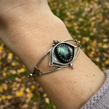 Load image into Gallery viewer, Labradorite Evil Eye Cuff