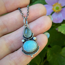 Load image into Gallery viewer, Prehnite &amp; Larimar Pendant Necklace / 20”