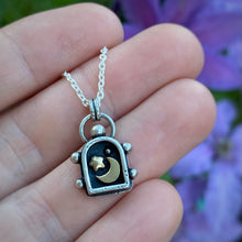 Load image into Gallery viewer, Moon &amp; Star Lantern Shadowbox Necklace / 20”