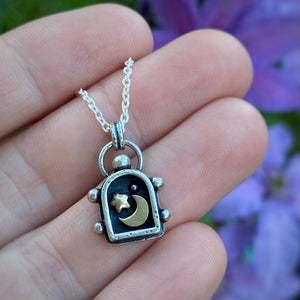Moon & Star Lantern Shadowbox Necklace / 20”