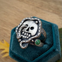 Load image into Gallery viewer, Tibetan Turquoise Magic Skull Ring / Size 8.75