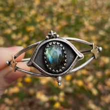 Load image into Gallery viewer, Labradorite Evil Eye Cuff